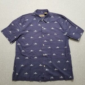 Clear Water Shirt Mens XL Blue Casual Button Up‎ Short Sleeve Pocket